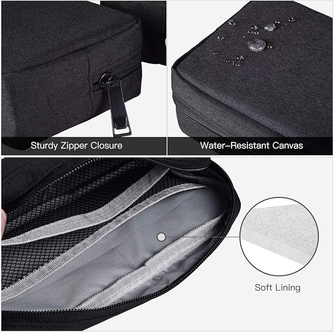 imComor Universal Electronics Accessories Case, 2-Pack Portable Soft Carrying Case Bag Wire Cable Organizer for Hard Drive, Power Adapter, Laptop Mouse, Cosmetics Kit, Small+Big-Black