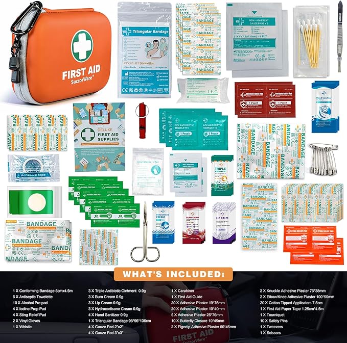 150 Pieces Mini First Aid Kit - Small Medical Kit with Hard Shell - Emergency First Aid Kit for Car, Travel, Home, Outdoor, Office, Camping, Hiking (Orange)