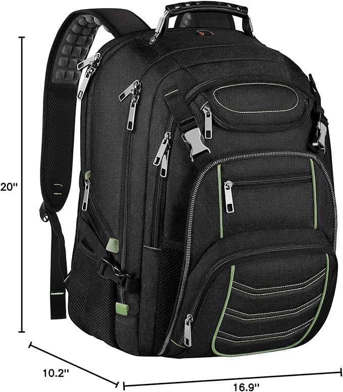Travel Laptop Backpack,Extra Large 18.4 Inch Laptop RFID Anti Theft TSA Friendly Backpack with USB Charging Port,Water Resistant Backbag,Heavy Duty Computer Bag for Women Men,21.2*15.5*11.5 inch Green