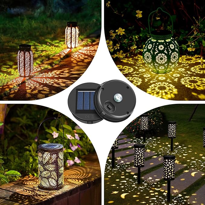ELUTENG Solar Light Replacement 4 Pack (Top Size 3.15 inch, Bottom Size 2.76 inch) LED Solar Lantern Light Lids Outdoor Waterproof Replacement Solar Light Tops Warm White LED