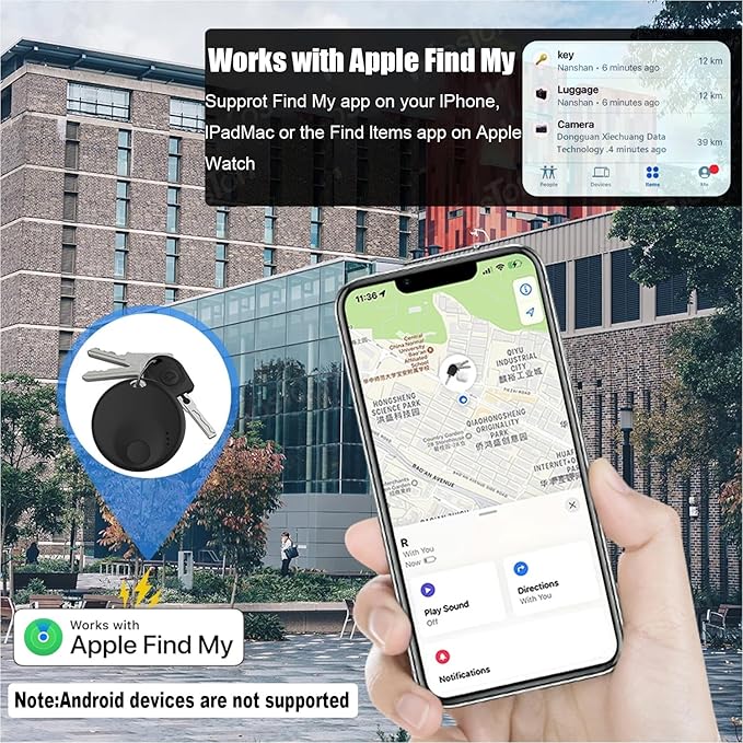 Air Tracker Tags-2Pack Smart Bluetooth Tracker,Smart Tag Item Finders with Find My(iOS Only) App,Smart Tag Locator Tracking Device,Keys Finder and Item Locator,for Luggage,Satchel,Backpack,Pets