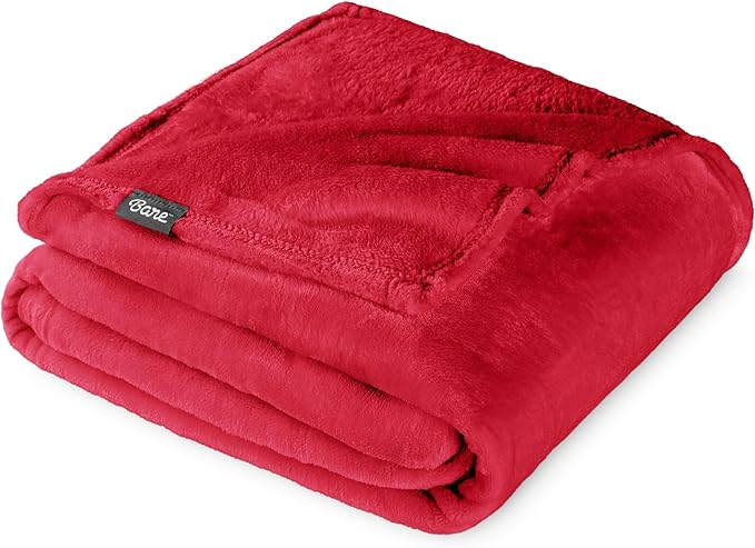 Bare Home Fleece Blanket - Twin/Twin Extra Long - Ultra-Soft Lightweight for Bed, Sofa, and Couch - Luxury Microplush - Cozy Warm Blanket (Twin/Twin XL, Red)