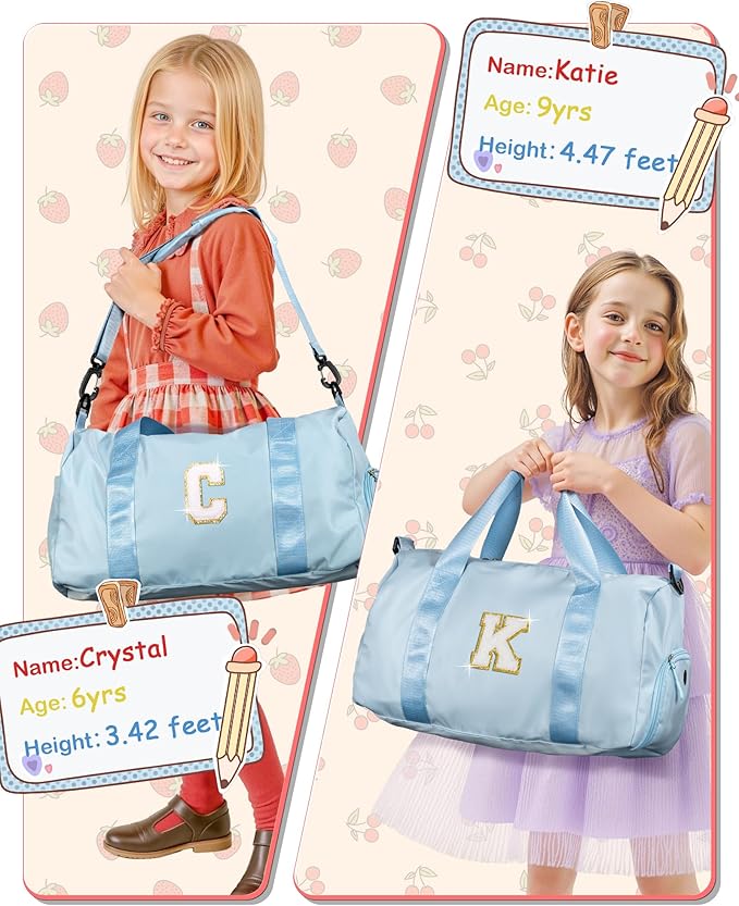 Gifts for Daughter-Girl Gym Bag with Shoe Compartment, Kid Personalized Weekender Overnight Bags, Initial Travel Tote with Makeup Pouch, Gift for Granddaughter Sister Niece (Letter H)