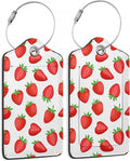 2 Pcs Strawberry Fruit Strawberries Luggage Tags,Cruise Luggage Tag with Privacy Flap,Name Id Label and Steel Loop for Women Men Travel Bag Suitcase
