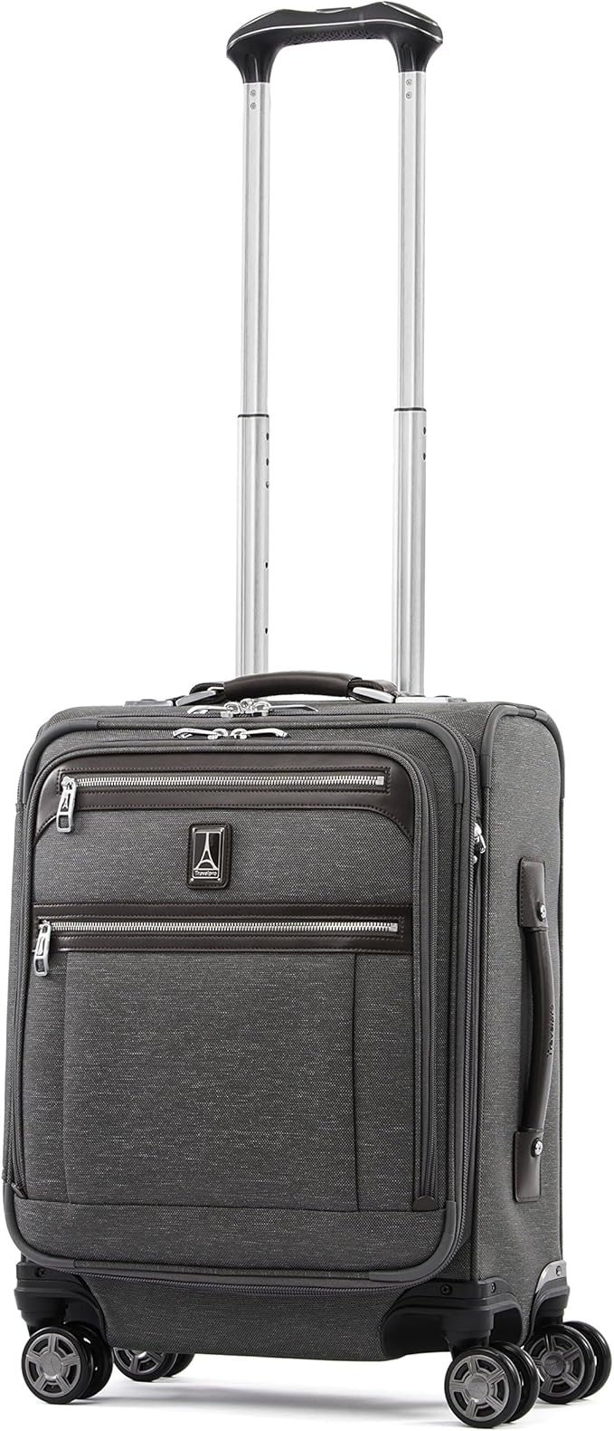 Travelpro Platinum Elite Softside Expandable Carry on Luggage, 8 Wheel Spinner Suitcase, USB Port, Men and Women, International, Vintage Grey, Carry On 19-Inch