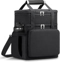 Lunch Box for Men Women, Large Expandable Insulated Lunch Bag, Double Deck Leakproof Cooler Bag for Adults Work Office Outdoor Beach Trips, Black 16L