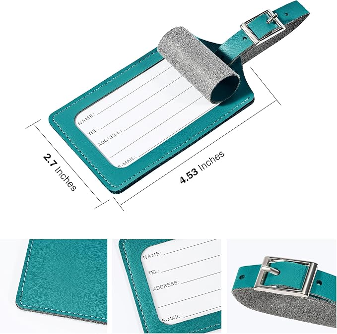 Travelambo Luggage Tags for Suitcases PU Leather Travel Tags Bag Tags Privacy Protection Travel Essentials