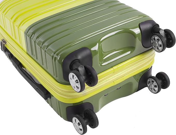 Rockland Melbourne Hardside Expandable Luggage with Spinner Wheels, 2TONEGREEN, 2 Piece (20/28)