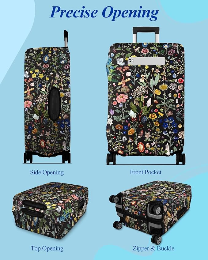 Slohif Luggage Cover for Suitcase Tsa Approved Protector - Luggage Sleeve Large Suit Case Cover Travel Stretch Baggage Case Protective Washable Fit 28-30 Inch Flower L