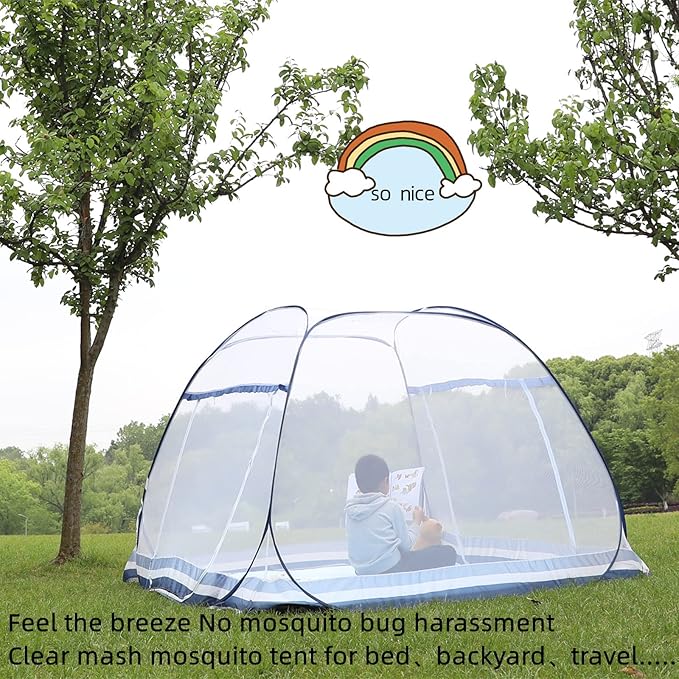 Jsanh Folding Mosquito Net Tent Canopy Curtains for Beds Pop Up Mosquito Net Tent King Size Portable Mosquito Netting with Bottom for Baby Adults(L80xW80XH62 inch
