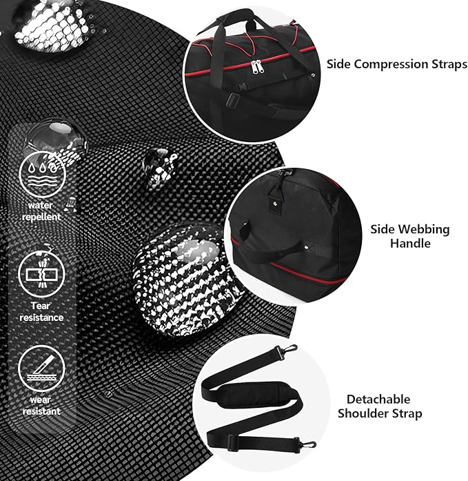 CONTAIL 32" Soft-Sided Rolling Duffle Bag with 2 Wheels,Expandable from 110L to 140L, Foldable Travel Duffel with Multiple Compartments,Black-red
