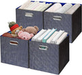 Storage Cube Basket Bins,13×13 Foldable Storage Containers for Shelf Cabinet Bookcase Boxes,Thick and Heavy Duty Fabric Drawer (4pcs, blue)