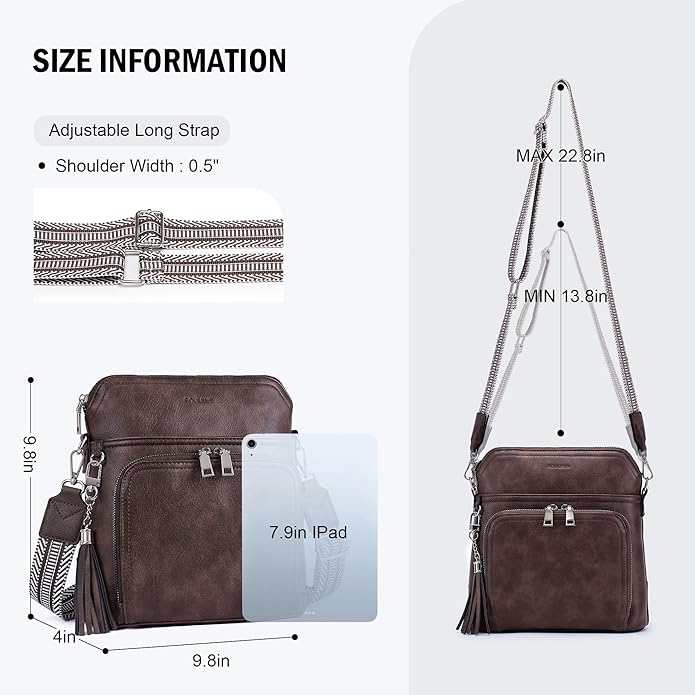 Crossbody Purse for Women,Lightweight Medium Crossbody Bag Soft Leather Women's Shoulder Handbags with Tassel