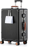 HotWay 20 Inch Carry On Luggage with Leather Handle, PC Zipperless Suitcase with Spinner Wheels and TSA Locks, 22x14x9 Airline Approved Luggage for Travel, Black