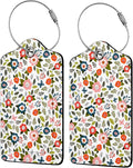Blooming Flower Luggage Tags for Suitcases,2 Pack Luggage Tag, Leather Stainless Steel Loop Label Tag for Women Girl Travel Bag Suitcase
