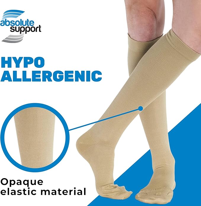 ABSOLUTE SUPPORT Cotton Compression Socks for Women & Men 20-30 mmhg Knee High
