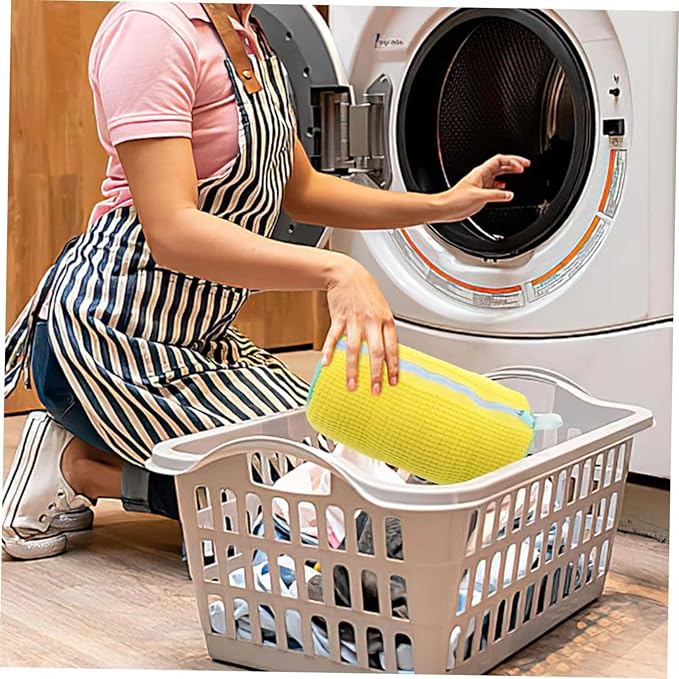 mcdhhemoShoe Washing Machine Bag, Sneaker Laundry Shoe Bag for Washer and Dryer, Durable Mesh Laundry Bags for Delicates Shoes Washing Bag with Side Zip, Reusable Shoe Bag for Gym Shoes(Yellow） (1)