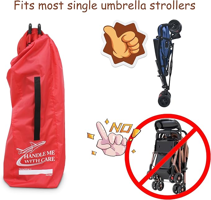 Stroller Travel Bag for Airplane, for Single Umbrella Strollers, Red