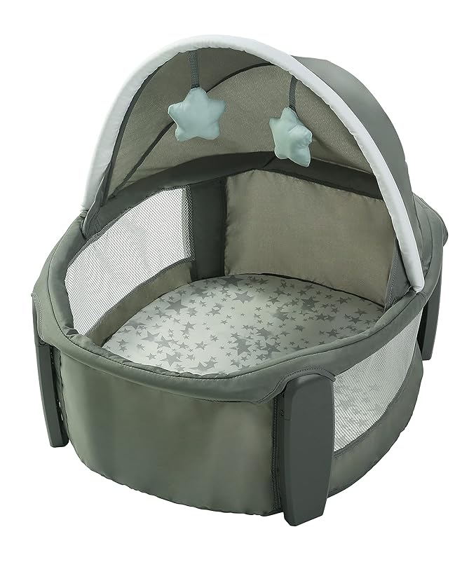 Graco Pack ’n Play Travel Dome Playard, Portable Bassinet with UV Canopy, Full‑Size Infant Bassinet, Diaper Changer