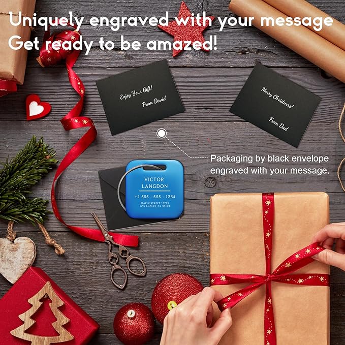 Stainless Luggage Tags for Suitcases: Metal Personalized Luggage Tags and Bags with Customizable Texts (Blue)