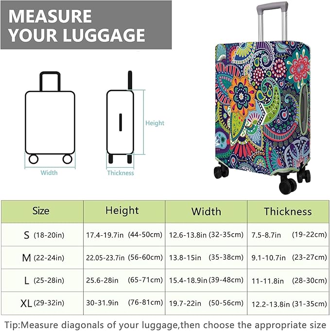 Travel Luggage Cover Suitcase Protector Fits 18-32 Inch Wheel Covers PatternedTravel Related Items Flower Luggage Protector Elastic XL