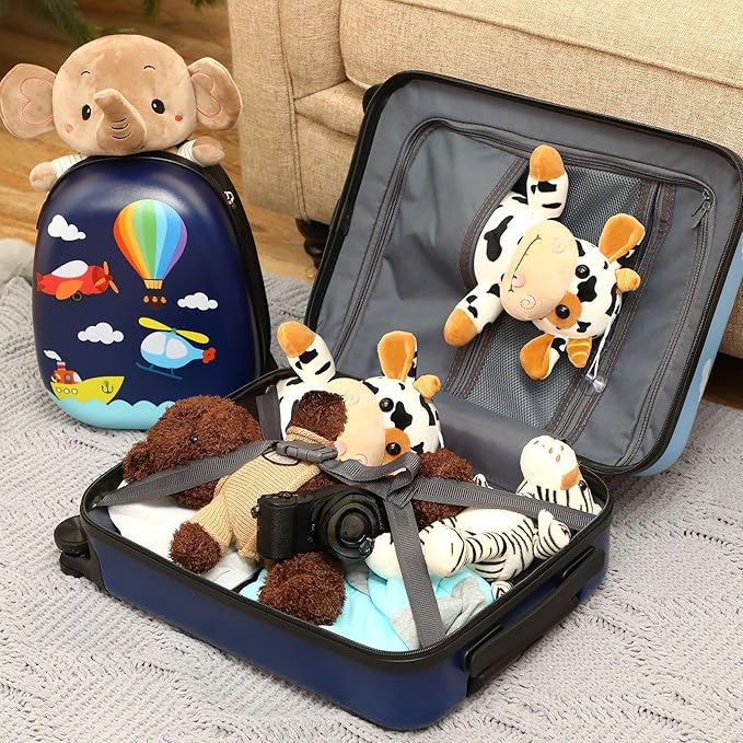 Weewooday Kids Luggage and Backpack 18" Suitcase with Spinner Wheel Hard Case Travel 13" Backpack Girl Suitcase Set for Kids Travel Supplies(Assorted Colors,Vehicle Style)