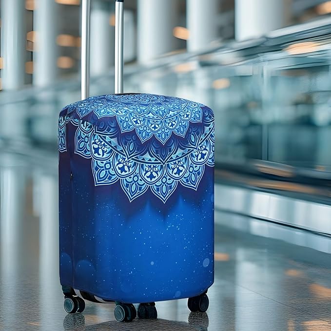 Explore Land Travel Luggage Cover Suitcase Protector Fits 18-22 Inch Case (Blue Violets, S)