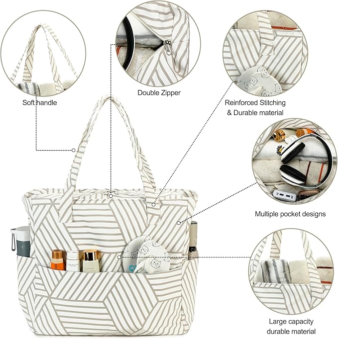 Waterproof Beach Tote Pool Bags for Women Ladies Extra Large Gym Tote Carry On Bag With Wet Compartment for Weekender Travel