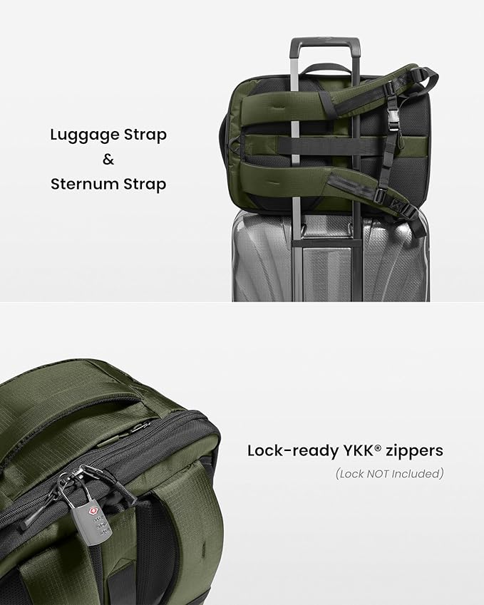tomtoc Travel Backpack 28L, TSA Friendly Flight Approved Carry-on Luggage Hand Water-resistant Lightweight Business Rucksack, Durable Bag Fits 16 Inch Laptop