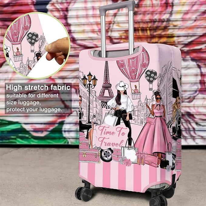 Travel Luggage Cover Suitcase Protector Fits 18-32 Inch Wheel Covers PatternedTravel Related Items Flower Luggage Protector Elastic L