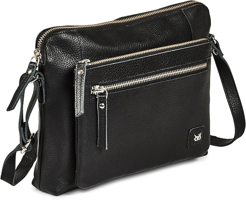 Wise Owl Accessories Small Soft Pebbled Real Leather Crossbody Handbags Purses Sling Crossover Shoulder Bag