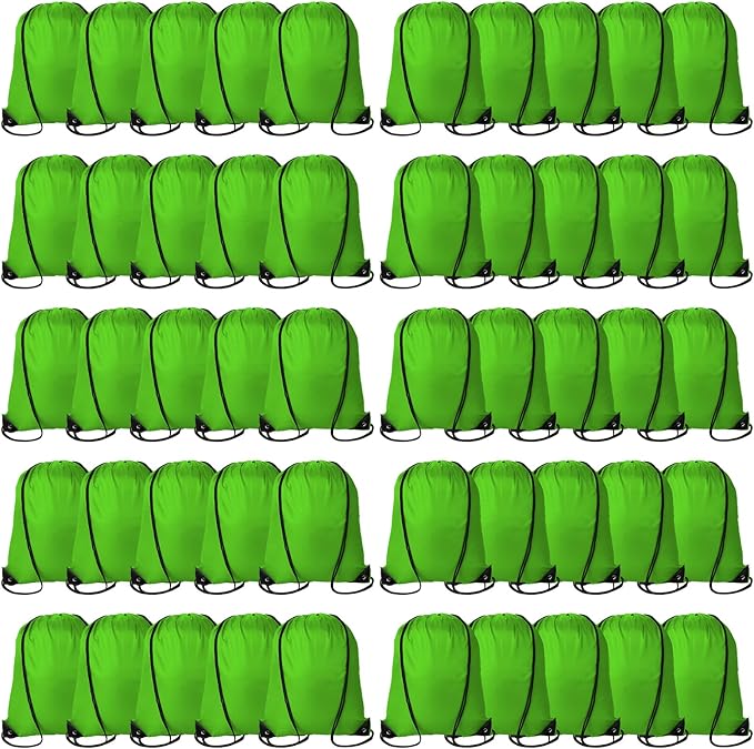 60 Pieces Drawstring Backpack Bags Sports Sackpack Bulk Cinch Gym Bag for Women Men Outdoor Sports Backpack for St. Patrick's Day Gift (Green)
