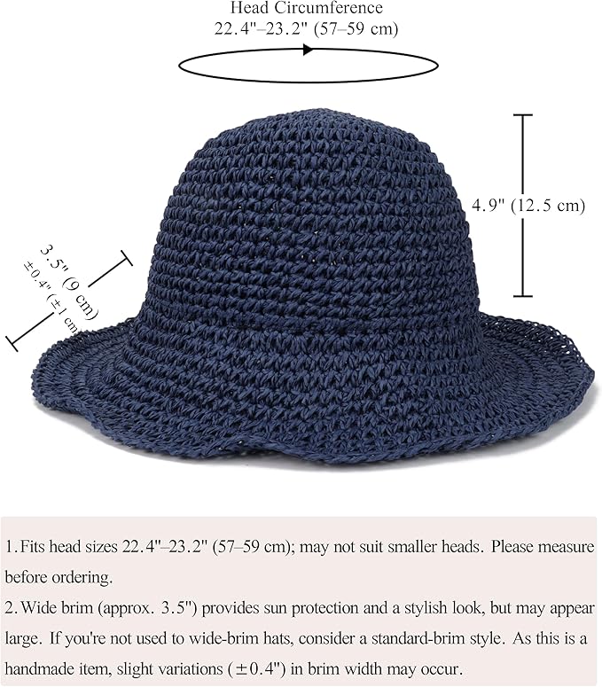 Womens Wide Brim Straw Sun Hat Foldable Floppy Crochet Beach Hat for Summer