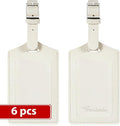 Travelambo Luggage Tags for Suitcases Faux Leather Privacy Protection 6 Pack Bag Tags Travel Accessories Essential, Ivory