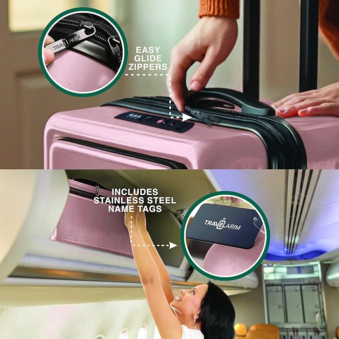 Luggage Sets 3 Piece, 22 Inch Carry on Luggage and 24 Inch Suitcases with Wheels Spinner, Durable Hard Shell Suitcase Set, Expandable Travel Suitcase, Pink