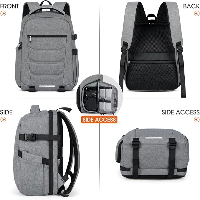 SDYSM Camera Bag Backpack Professional for DSLR SLR Mirrorless Camera Waterproof Laptop Back Pack 14 Inch with Rain Cover Anti Theft Travel Case Large Capacity Photography Backpack Grey