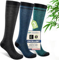 Mens Compression Socks for Men Women, 15-20 mmHg Bamboo Viscose Knee High Soft Support for Travel Daily