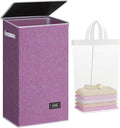 SOLEDI Laundry Hamper with Lid 100L Large & Tall Collapsible Laundry Basket, Clothes Hamper with Bag Removable Easy to Carry, Dirty Hampers for Bedroom, Bathroom, Dorm, College, Purple