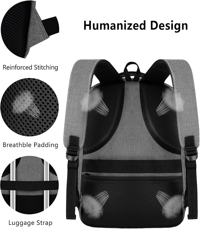 Backpack for Men Women, Travel School Backpacks for Teen Boys, Bookbag with USB Charging Port, Anti Theft College Students Backpack Fits 15.6 Inch Laptop, Casual Work Business Back Pack, Grey