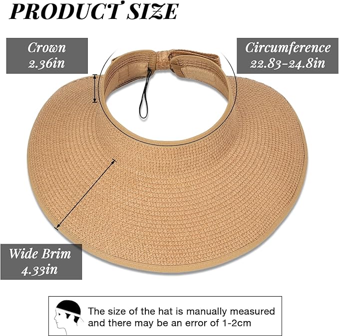 Sun Hats for Women Straw Beach Hat Wide Brim Sun Visor Summer Hat Packable Floppy Beach Vacation Essentials Green