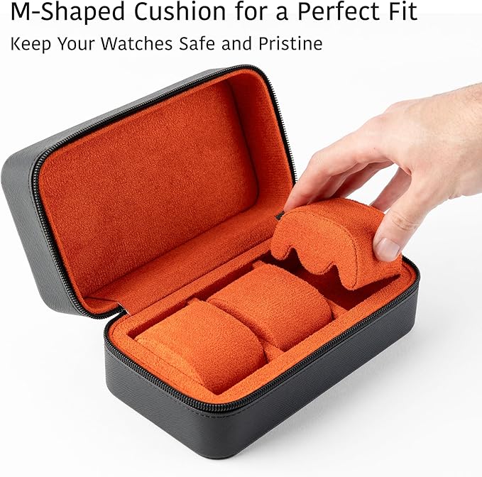 Watch Travel Case for Men | Leather Watch Case with 3 Slots | Perfect Travel Watch Organizer | Portable Watch Carrying Case for Men