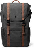tomtoc Flap Laptop Backpack, Lightweight, Water-Resistant Casual Daypack, Durable Work-pack, Vintage Classic Rucksack for 13-15.6 Inch Laptop, perfect for Campus, Street, 22L Black