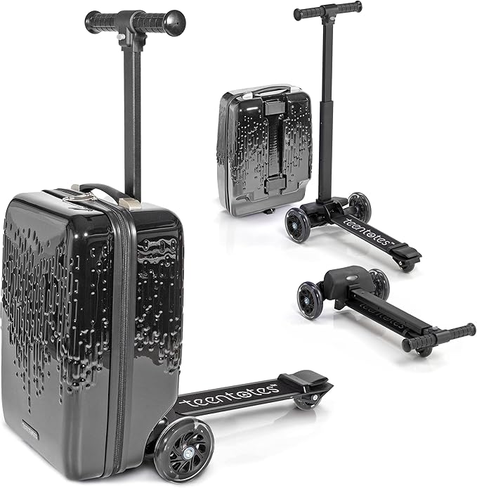 Teen Totes Detachable 4-in-1 Scooter Luggage for Kids – Ride-On Suitcase with Removable Luggage Body, Adjustable Handlebar, Durable Deck & Brake, Carry-On Size – Travel & Play