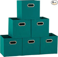 Household Essentials 83-1 Foldable Fabric Storage Bins | Set of 6 Cubby Cubes with Handles | Aqua