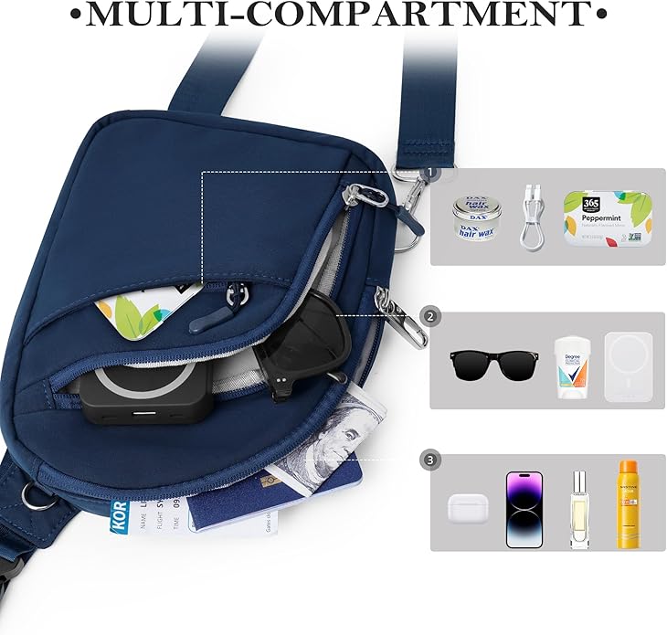 TOPEAST Anti Theft Crossbody Bag for Women Men, Small Sling Bag Crossbody Bags for Women Travel Sport Hiking Workout