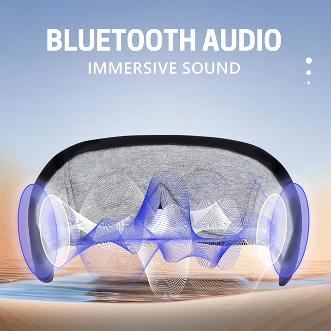 Sleep Mask with Bluetooth Headphones 3D Contour Sleeping Headphones 5.4 Wireless Bluetooth, Ultra-Thin Stereo Speakers Blackout Eye Masks for Men Women Travel Sleep