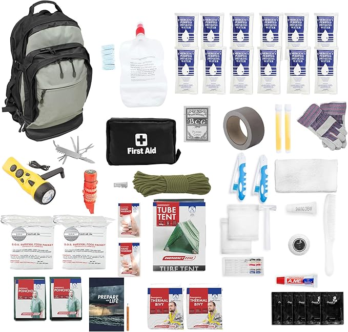 Urban Survival Bug-Out Bag/Go Bag and Disaster Survival Supplies for up to 6 People | Survival Kit for Wildfires, Hurricane, Civil Unrest & More