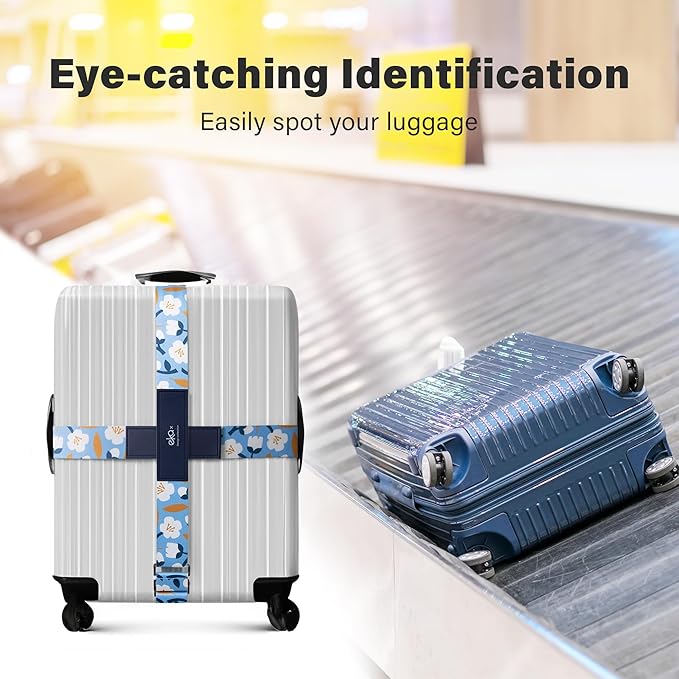 Luggage Straps for Suitcases,Adjustable Luggage Elastic Belt, Travel Essentials for Airport,Station, Vibrant Designs,(Kapok)