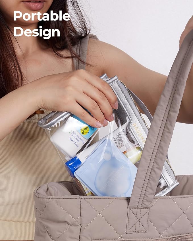 BAGSMART TSA Approved Toiletry Bag, Clear Travel Toiletry Bag, Makeup Cosmetic Pouch Bag for Women Men Carry on Airline Quart Size Organizer for Travel Essentials (Gray, Pack of 2)