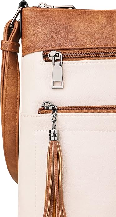MASINTOR Crossbody Purses for Women, Multi Pocket Casual Crossbody Bag, Adjustable Strap Shoulder Bag with Tassel